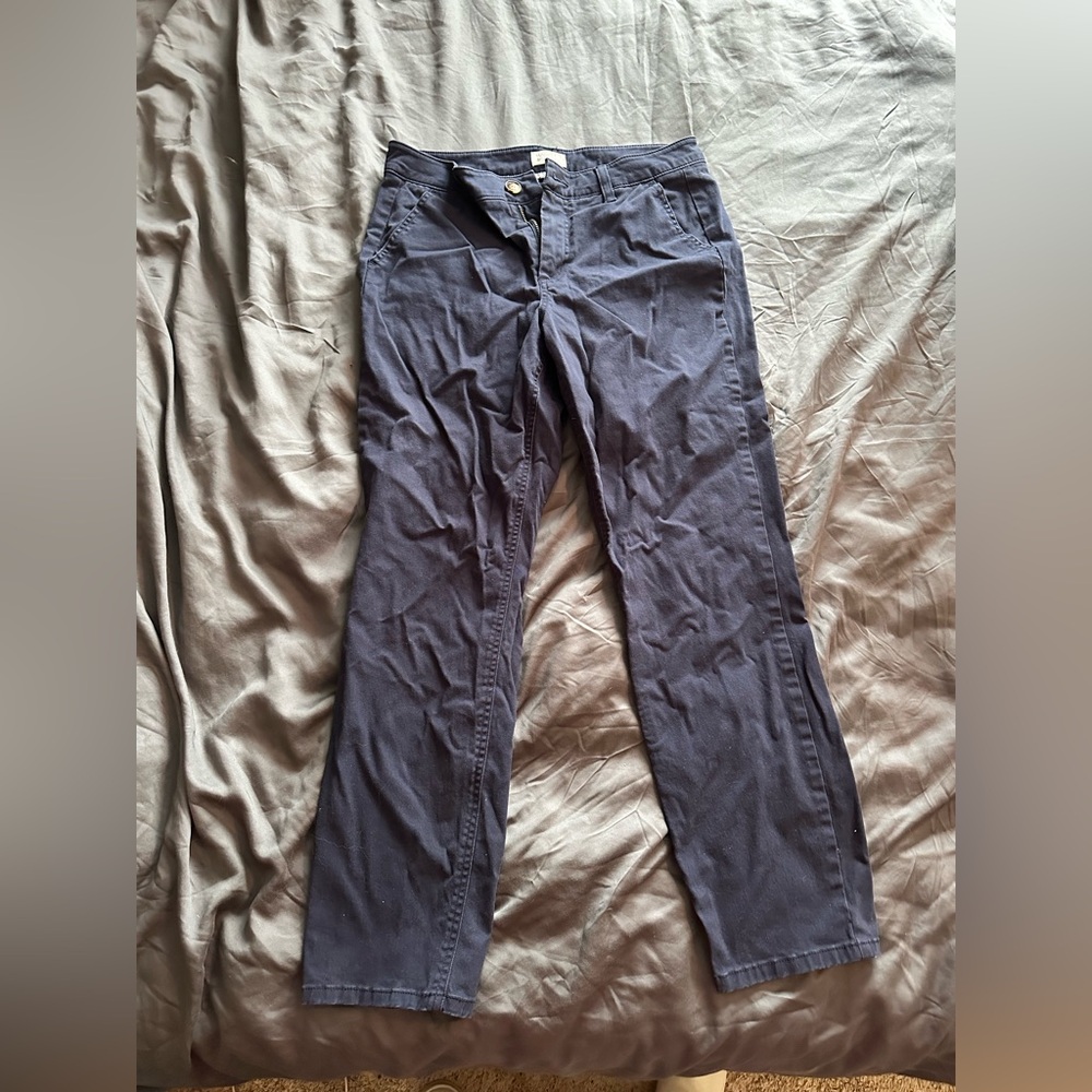 Navy Blue Straight Leg Dress Pants